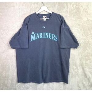 Vintage Seattle Mariners T-Shirt Mens 2XL Blue Majestic JJ PUTZ #20 Y2K MLB